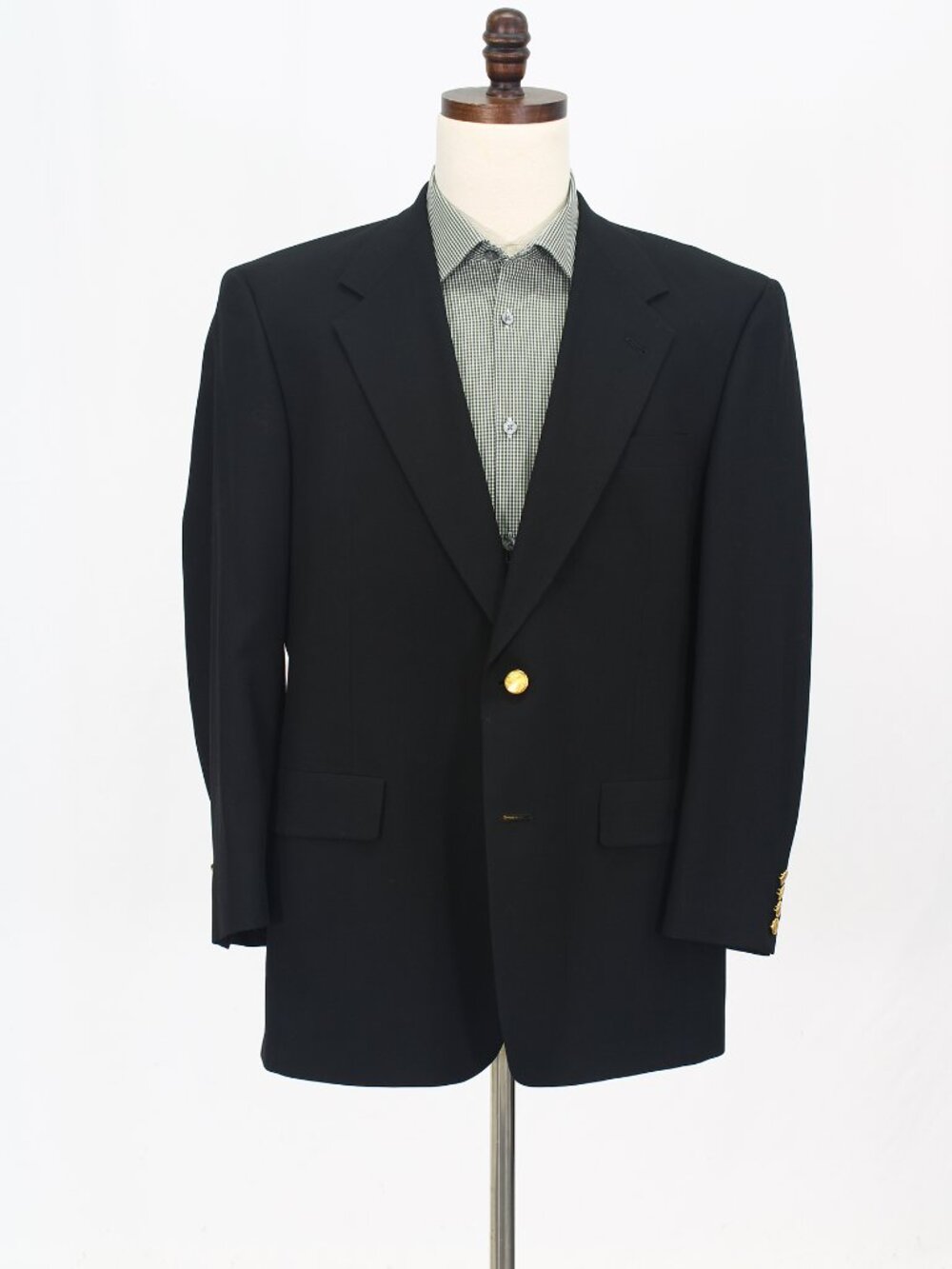 Hart Schaffner Marx 41R Black Blazer Sport Coat Jacket 2-Button Solid M587